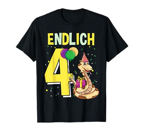 Geschenk 4 Jahre alt Kinder Schlange Geburtstag T-Shirt von Geschenk 4 Jahre alt Kinder Schlange Geburtstag