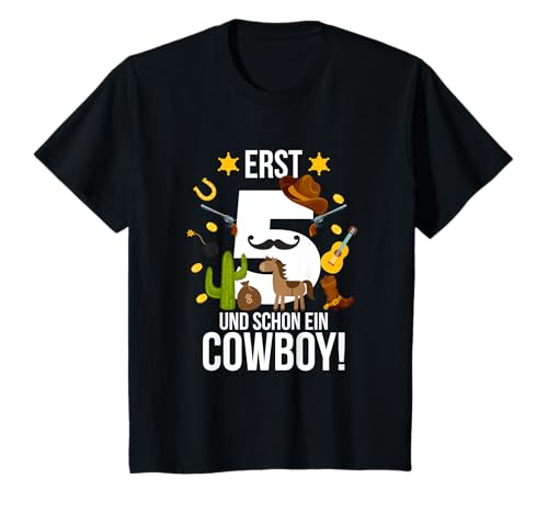 Kinder 5. Geburtstag Junge Erst Fünf & Schon Cowboy Lustiges T-Shirt Kinder 5. Geburtstag Junge Erst Fünf & Schon Cowboy Lustiges T-Shirt von Geschenk 5. Geburtstag Junge