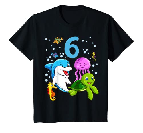 Kinder Süße Meerestiere 6 Jahre Mädchen Junge Geburtstag T-Shirt von Geschenk 6 Jahre Geburtstag von Lifua