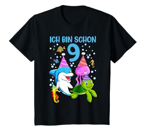 Meerestiere 9 Jahre alt Geburtstag Mädchen Schildkröte T-Shirt von Geschenk 9 Jahre Geburtstag von Lifua