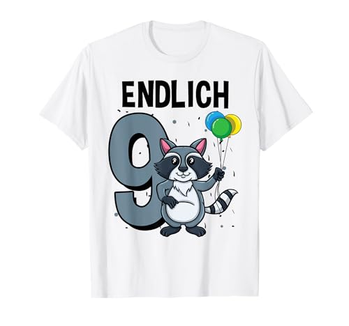Geschenk 9 Jahre alt Waschbär Mädchen Geburtstag T-Shirt von Geschenk 9 Jahre alt Waschbär Mädchen Geburtstag