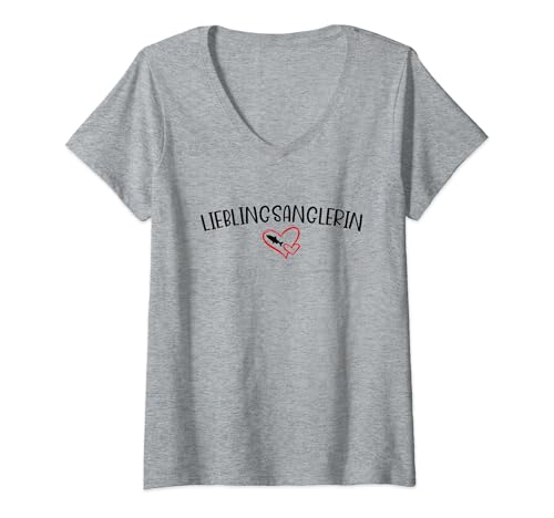 Damen Lieblingsanglerin Frauen Angeln Must Have Fischen Anglerin T-Shirt mit V-Ausschnitt von Geschenk Anglerin und Frauen Angeln Must Have