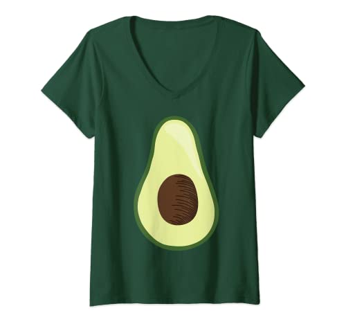 Damen Avocado Kostüm Damen Faschingskostüm Fasching Avocados T-Shirt mit V-Ausschnitt Damen Avocado Kostüm Damen Faschingskostüm Fasching Avocados T-Shirt mit V-Ausschnitt von Geschenk Avocado Karneval Verkleidung Erwachsene