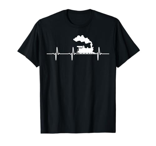 Eisenbahn Lok Tshirt Lokomotive Herzschlag Kinder Zug T-Shirt von Geschenk Eisenbahn Kleidung Eisenbahner
