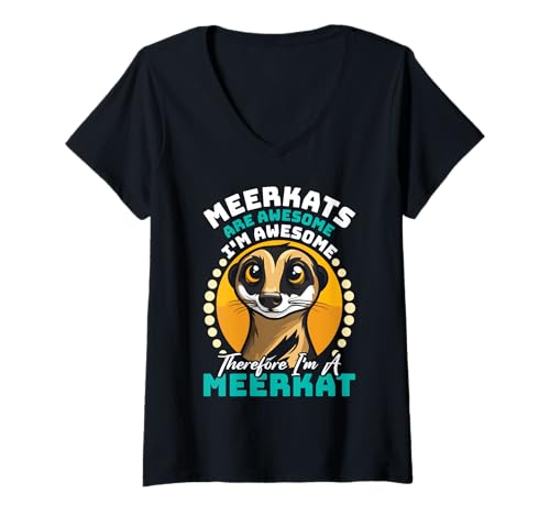Damen ERDMÄNNCHEN SIND SÜß ICH BIN SÜß Lustiges Meerkat T-Shirt mit V-Ausschnitt von Geschenk Erdmännchen Lustig Shirt Meerkat Kostüm