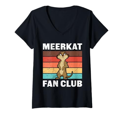 Damen Erdmännchen Freunde MEERKAT FAN CLUB Lustiges Erdmännchen T-Shirt mit V-Ausschnitt Damen Erdmännchen Freunde MEERKAT FAN CLUB Lustiges Erdmännchen T-Shirt mit V-Ausschnitt von Geschenk Erdmännchen Lustig Shirt Meerkat Kostüm