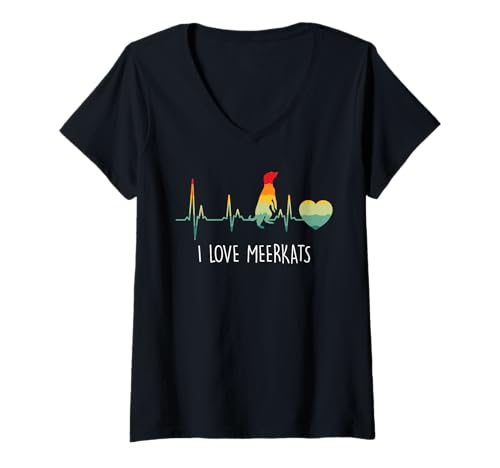 Damen Erdmännchen I LOVE MEERKATS Kostüm Lustiges Meerkat T-Shirt mit V-Ausschnitt von Geschenk Erdmännchen Lustig Shirt Meerkat Kostüm