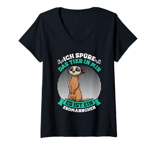 Damen Erdmännchen ICH SPÜRE DAS TIER IN MIR Lustig Meerkat T-Shirt mit V-Ausschnitt Damen Erdmännchen ICH SPÜRE DAS TIER IN MIR Lustig Meerkat T-Shirt mit V-Ausschnitt von Geschenk Erdmännchen Lustig Shirt Meerkat Kostüm