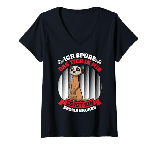 Damen Erdmännchen ICH SPÜRE DAS TIER IN MIR Lustig Meerkat T-Shirt mit V-Ausschnitt Damen Erdmännchen ICH SPÜRE DAS TIER IN MIR Lustig Meerkat T-Shirt mit V-Ausschnitt von Geschenk Erdmännchen Lustig Shirt Meerkat Kostüm
