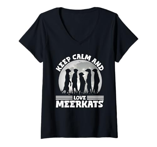 Damen Erdmännchen KEEP CALM AND LOVE MEERKATS Lustig Meerkat T-Shirt mit V-Ausschnitt Damen Erdmännchen KEEP CALM AND LOVE MEERKATS Lustig Meerkat T-Shirt mit V-Ausschnitt von Geschenk Erdmännchen Lustig Shirt Meerkat Kostüm