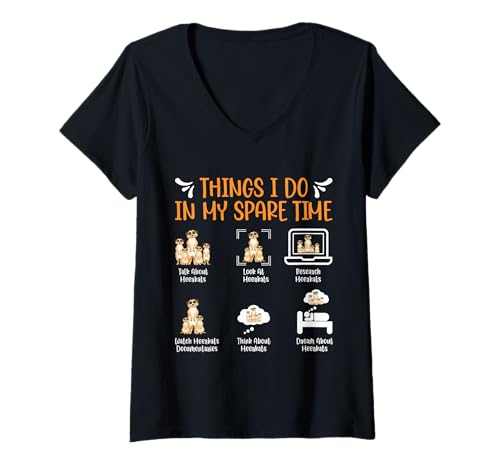 Damen Erdmännchen Kleidung THINGS I DO IN MY SPARE TIME Meerkat T-Shirt mit V-Ausschnitt Damen Erdmännchen Kleidung THINGS I DO IN MY SPARE TIME Meerkat T-Shirt mit V-Ausschnitt von Geschenk Erdmännchen Lustig Shirt Meerkat Kostüm