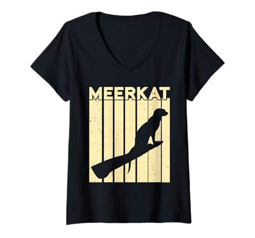 Damen Erdmännchen Kostüm MEERKAT Retro Lustiges Meerkats T-Shirt mit V-Ausschnitt Damen Erdmännchen Kostüm MEERKAT Retro Lustiges Meerkats T-Shirt mit V-Ausschnitt von Geschenk Erdmännchen Lustig Shirt Meerkat Kostüm