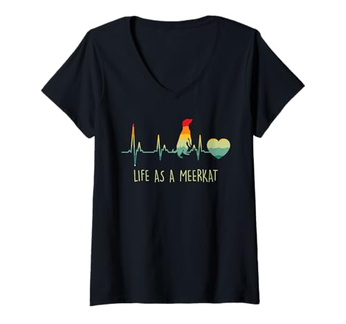 Damen Erdmännchen LIFE AS A MEERKAT Lustiges Meerkats T-Shirt mit V-Ausschnitt von Geschenk Erdmännchen Lustig Shirt Meerkat Kostüm