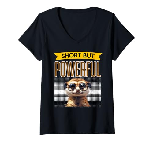 Damen Erdmännchen SHORT BUT POWERFUL Lustiges Meerkats T-Shirt mit V-Ausschnitt Damen Erdmännchen SHORT BUT POWERFUL Lustiges Meerkats T-Shirt mit V-Ausschnitt von Geschenk Erdmännchen Lustig Shirt Meerkat Kostüm