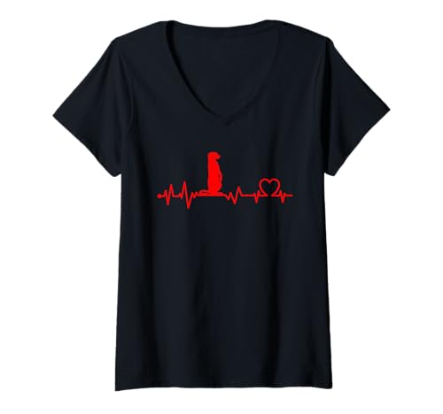 Damen Meerkat Fan ERDMÄNNCHEN Kleidung Meerkat Lustiges Meerkats T-Shirt mit V-Ausschnitt von Geschenk Erdmännchen Lustig Shirt Meerkat Kostüm