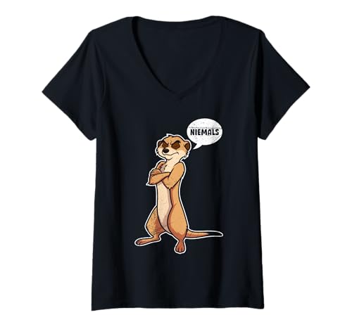 Damen Meerkat Fan Stures Erdmännchen NIEMALS Lustiges Meerkat T-Shirt mit V-Ausschnitt Damen Meerkat Fan Stures Erdmännchen NIEMALS Lustiges Meerkat T-Shirt mit V-Ausschnitt von Geschenk Erdmännchen Lustig Shirt Meerkat Kostüm