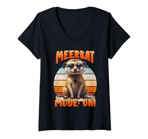 Damen Meerkat Kostüm ERDMÄNNCHEN MODUS AN Lustiges Meerkat T-Shirt mit V-Ausschnitt Damen Meerkat Kostüm ERDMÄNNCHEN MODUS AN Lustiges Meerkat T-Shirt mit V-Ausschnitt von Geschenk Erdmännchen Lustig Shirt Meerkat Kostüm