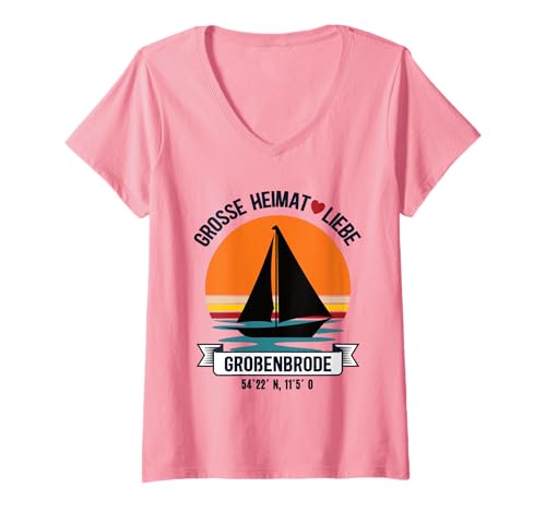Damen Großenbrode Heimat Schleswig Holstein Küste Segler Ostsee T-Shirt mit V-Ausschnitt Damen Großenbrode Heimat Schleswig Holstein Küste Segler Ostsee T-Shirt mit V-Ausschnitt von Geschenk Großenbrodeer Geschenkidee Für Geburtstag