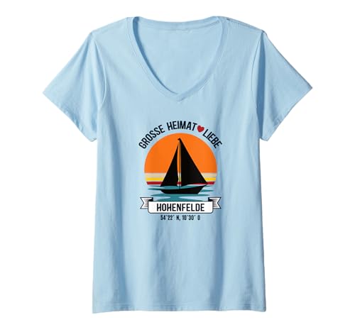 Damen Hohenfelde Heimat Schleswig Holstein Küste Segler Ostsee T-Shirt mit V-Ausschnitt Damen Hohenfelde Heimat Schleswig Holstein Küste Segler Ostsee T-Shirt mit V-Ausschnitt von Geschenk Hohenfelder Geschenkidee Für Geburtstag