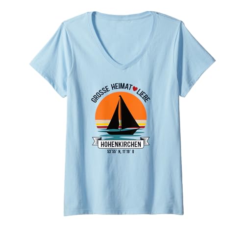 Damen Hohenkirchen Heimat Ostsee Mecklenburg Vorpommern Ostseebad T-Shirt mit V-Ausschnitt Damen Hohenkirchen Heimat Ostsee Mecklenburg Vorpommern Ostseebad T-Shirt mit V-Ausschnitt von Geschenk Hohenkirchener Geschenkideen Geburtstag