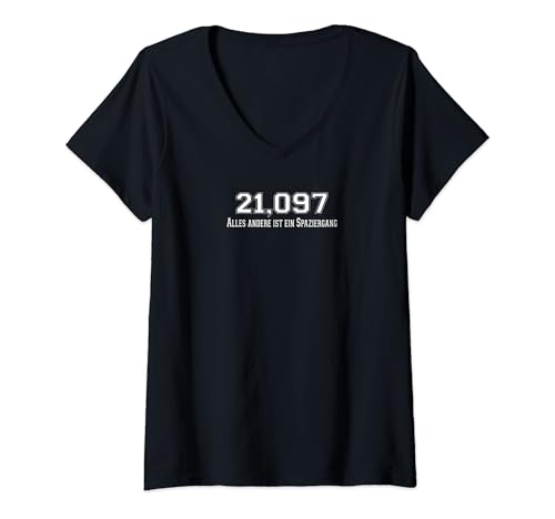 Damen Halb-Marathon Läufer laufen Jogger Lauf-Bekleidung-Zubehör T-Shirt mit V-Ausschnitt Damen Halb-Marathon Läufer laufen Jogger Lauf-Bekleidung-Zubehör T-Shirt mit V-Ausschnitt von Geschenk-Idee Läufer laufen Halb-Marathon-Training