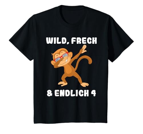4. Geburtstag Junge Mädchen 4 Jahre Wild Frech und Endlich 4 T-Shirt von Geschenk Ideen Jungen Mädchen 4. Geburtstag