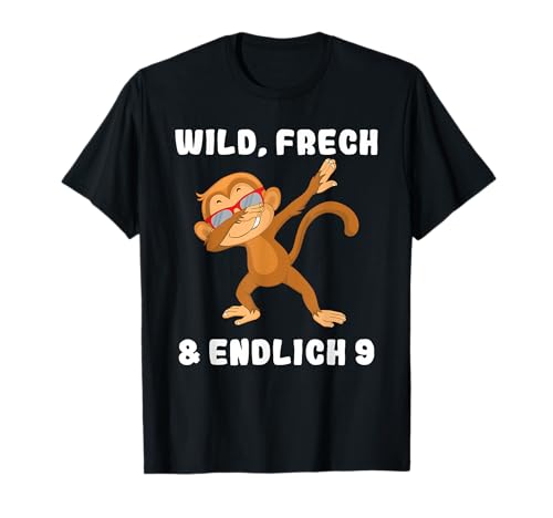 9. Geburtstag Junge Mädchen 9 Jahre Wild Frech und Endlich 9 T-Shirt von Geschenk Ideen Jungen Mädchen 9. Geburtstag