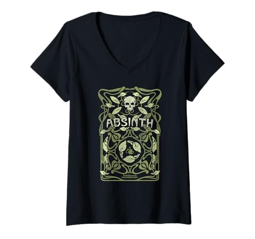 Damen Absinth Design im Jugendstil Look für Fans von Absinth T-Shirt mit V-Ausschnitt Damen Absinth Design im Jugendstil Look für Fans von Absinth T-Shirt mit V-Ausschnitt von Geschenk-Ideen für Absinth-Trinker