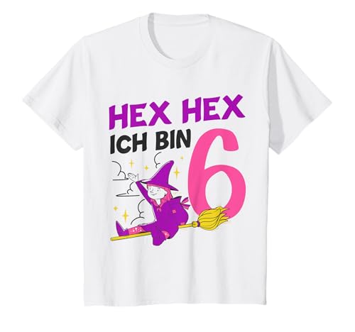 Kinder Hex hex ich bin 6 Geburtstagsshirt Hexen Mädchen Geschenk T-Shirt von Geschenk Kinder T-Shirts zum 6. Geburtstag
