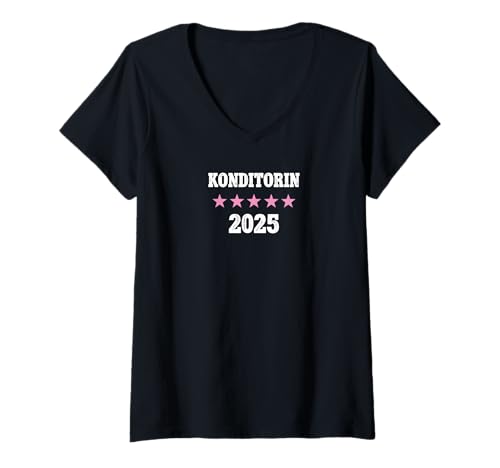 Damen Konditorin 2025 Prüfung Bestanden Ausbildung T-Shirt mit V-Ausschnitt Damen Konditorin 2025 Prüfung Bestanden Ausbildung T-Shirt mit V-Ausschnitt von Geschenk Konditorin 2025 Prüfung Lehre