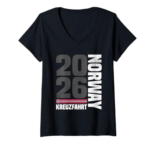 Damen Norwegische Fjorde Kreuzfahrt 2026 Norwegen Kreuzfahrtschiff T-Shirt mit V-Ausschnitt Damen Norwegische Fjorde Kreuzfahrt 2026 Norwegen Kreuzfahrtschiff T-Shirt mit V-Ausschnitt von Geschenk Kreuzfahrt Norwegen & Norwegische Fjorde