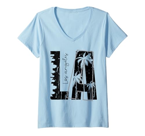 Damen LA Los Angeles T-Shirt mit V-Ausschnitt Damen LA Los Angeles T-Shirt mit V-Ausschnitt von Geschenk Los Angeles Kalifornien Souvenir by DMTRY