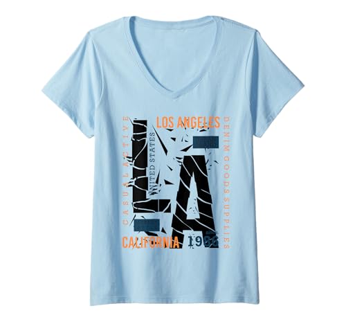 Damen Los Angeles LA California T-Shirt mit V-Ausschnitt Damen Los Angeles LA California T-Shirt mit V-Ausschnitt von Geschenk Los Angeles Kalifornien Souvenir by DMTRY