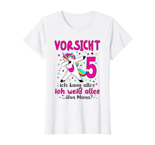 Geburtstag 5 Jahre Mädchen - Einhorn Kindergeburtstag T-Shirt von Geschenk Mädchen 5 Jahre Geschenkideen