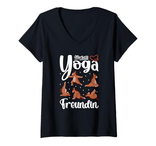 Damen Yoga Gadgets Pferde Glücksbringer Reiterin Pferdebesitzerin T-Shirt mit V-Ausschnitt von Geschenk Pferdebesitzerin & Yoga Gadgets
