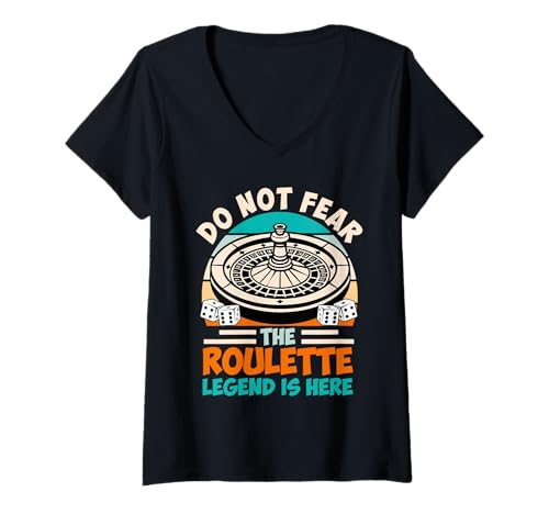Damen Roulette DO NOT FEAR THE ROULETTE LEGEND IS HERE Lustiges T-Shirt mit V-Ausschnitt von Geschenk Roulette Spiel Shirts Roulette Casino
