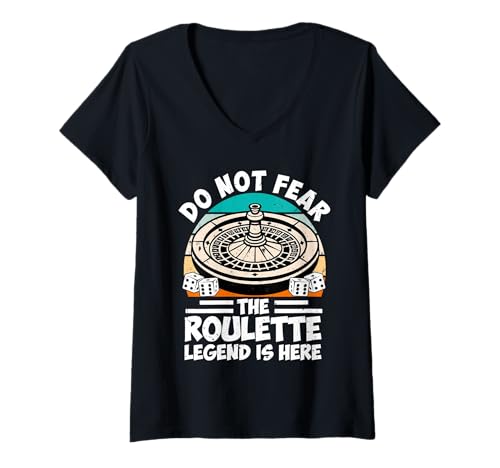 Damen Roulette DO NOT FEAR THE ROULETTE LEGEND IS HERE Lustiges T-Shirt mit V-Ausschnitt von Geschenk Roulette Spiel Shirts Roulette Casino
