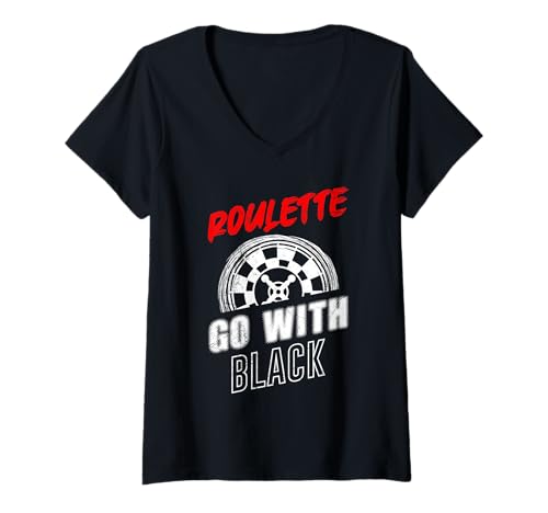 Damen Roulette SCHWARZ IST DIE BESTE WAHL Lustiges Roulette T-Shirt mit V-Ausschnitt von Geschenk Roulette Spiel Shirts Roulette Casino