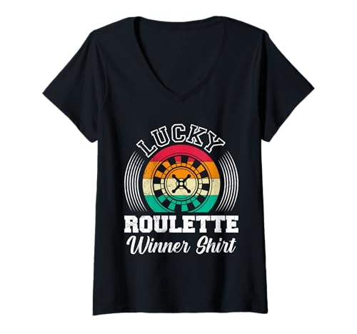 Damen Roulettespielerin ROULETTE WINNER GIRL Lustig Frauen T-Shirt mit V-Ausschnitt von Geschenk Roulette Spiel Shirts Roulette Casino
