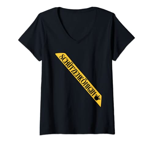 Damen Schützenkönigin Schärpe Königskrone Schützenverein Königin T-Shirt mit V-Ausschnitt von Geschenk Schützenkönig Frau Geschenkidee Schütze
