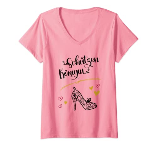 Damen Königin Schützenfest Schützenkönigin Verein Schützenkönig T-Shirt mit V-Ausschnitt Damen Königin Schützenfest Schützenkönigin Verein Schützenkönig T-Shirt mit V-Ausschnitt von Geschenk Schützenkönigin Geschenkidee Königspaar