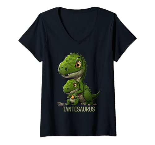 Damen Tantesaurus Dinosaurier Tante Muttertag Tanten T-Shirt mit V-Ausschnitt Damen Tantesaurus Dinosaurier Tante Muttertag Tanten T-Shirt mit V-Ausschnitt von Geschenk Tante Dino Fan Dinosaurier Tantesaurus