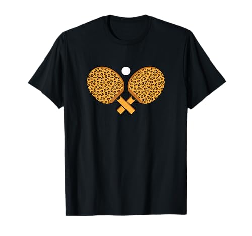 Tischtennisschläger Frau Leopard Mädchen Damen Tischtennis T-Shirt Tischtennisschläger Frau Leopard Mädchen Damen Tischtennis T-Shirt von Geschenk Tischtennis Zubehör Damen Mädchen