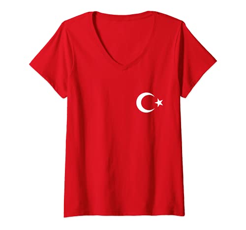 Damen Türkei Tshirt Trikot Türk Bayragi Kinder Damen Herren 2021 T-Shirt mit V-Ausschnitt von Geschenk Türkei Flagge Türkische Fahne 2021