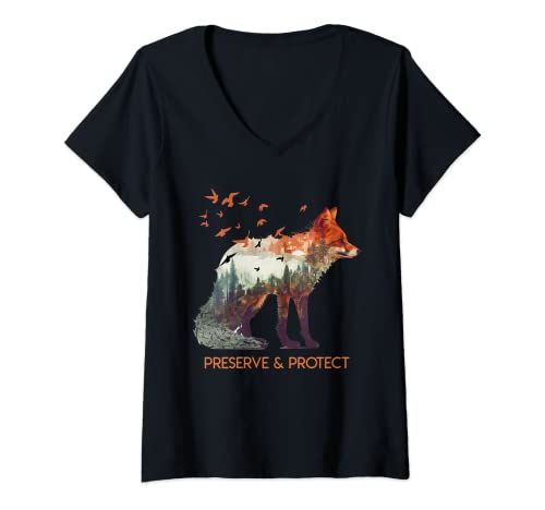 Damen Umweltschutz Artenschutz Rettet die Erde Tierschutz T-Shirt mit V-Ausschnitt Damen Umweltschutz Artenschutz Rettet die Erde Tierschutz T-Shirt mit V-Ausschnitt von Geschenk Umweltschutz Rette die Erde Artenschutz