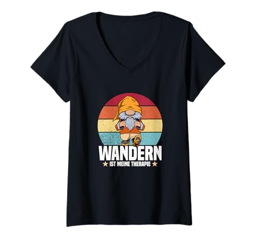 Damen Wanderurlaub Lustig Gadgets Zum Wandern Gnom Wanderliebhaber T-Shirt mit V-Ausschnitt von Geschenk Wanderliebhaber & Gadgets zum Wandern