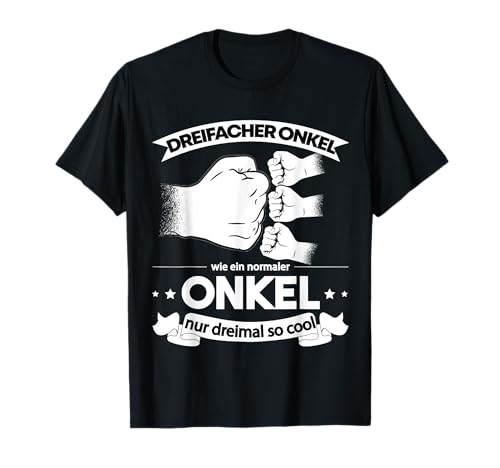 Dreifacher Onkel T-Shirt für Männer, Schwarz, S, Halbarm, Klassische Passform Dreifacher Onkel T-Shirt für Männer, Schwarz, S, Halbarm, Klassische Passform von Geschenk für Ankündigung vom Dreifachem Onkel