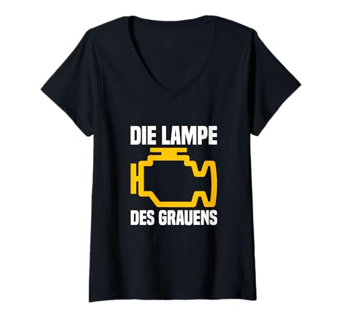 Damen Kfz Werkstatt Zubehör Die Lampe Des Grauens Autoliebhaber T-Shirt mit V-Ausschnitt Damen Kfz Werkstatt Zubehör Die Lampe Des Grauens Autoliebhaber T-Shirt mit V-Ausschnitt von Geschenk für Autoliebhaber & Kfz Werkstatt Zubehör