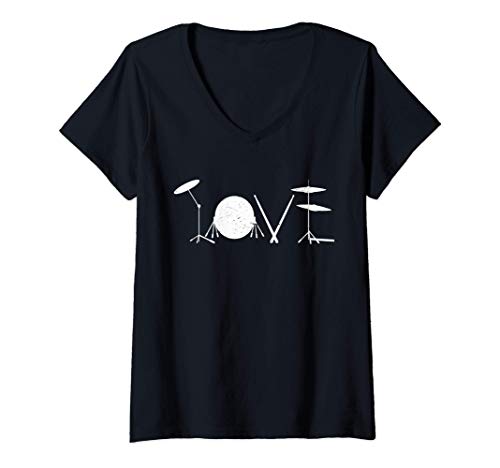 Damen Drumms Shirt Herren Drummer Geschenk Schlagzeug-Spieler T-Shirt mit V-Ausschnitt Damen Drumms Shirt Herren Drummer Geschenk Schlagzeug-Spieler T-Shirt mit V-Ausschnitt von Geschenk für Drummer & Schlagzeug Shirt Herren