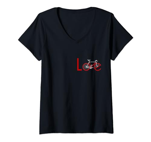 Damen Minimalistisch Fahrradmotiv Radfahrer Radsport LOVE Fahrrad T-Shirt mit V-Ausschnitt Damen Minimalistisch Fahrradmotiv Radfahrer Radsport LOVE Fahrrad T-Shirt mit V-Ausschnitt von Geschenk für Fahrradfahrer Bike Fans Outfit shirt
